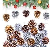 18 Pcs Christmas Pine Cones,Natural Hanging Snow Pinecones with string Crafts for Garland Xmas Tree Baubles Wreath Gift Tag Hanging Ornaments