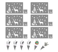 18 Pcs Christmas Placemats, Christmas Placemats Coasters Cutlery set, Snowmen Snowy Forest Placemat, Tables Place Mats for Dining Kitchen Table Easy to Clean Washable, Grey