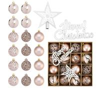 18 Pcs Christmas Tree Baubles Rose Gold Christmas Tree Ornaments Set Plastic Xmas Decorations for Holiday Parties