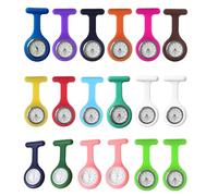 18 Pcs Clip on Nurse Watches for Women Men, Silicone Lapel Pin Pocket Fob Stethoscope with Second Hand Doctor Pocket Lapel Clip On Watches for Week Doctor Nurse Graduation Xmas Birthday Gifts