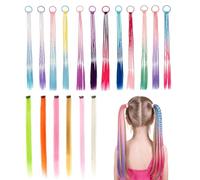 18 Pcs Colored Braids Coloured Hair Extensions with Clips Rubber Bands for Crazy Hair Day Accessories Daily Use