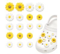 18 PCS Cute Daisy Shoe Charms, Flower Croc Charms for Kids And Adults, Clogs Shoe Decoration Charm Accessories, for Girl and women