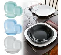 (18 Pcs Dinner Set, White) Luminarc Square 18pc Opal Glass Dinner Set Plates