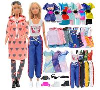 18 Pcs Doll Clothes and Accessories, for 11.5inch/30cm Dolls, Sports Random Style 1 Hooded Sweatshirt 3 Sportswear 1 Vest 3 Pant 1 Baseball Hat 2 Sneaker 4 Dress 1 Sunglasses 2 Waist Bag Girls Gifts