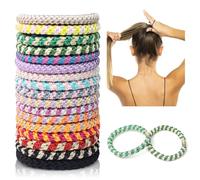 18 Pcs Elastics Hair Bands Ponytail Holders, Mixed Color No Damage Hair Ties, Colorful Braided Hair Bobbles, Superior Elasticity Hair Ties, No Crease Soft Hair Ties for Long Short Straight Curly Hair