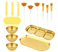 18 Pcs Esthetician Facial Supplies Set Includes Stainless Steel Face Mask Mixing Bowls Compartment Serving Tray Facial Fan and Flat Brushes Makeup Tray Compressed Sponge for Women Spa (Rose Gold)