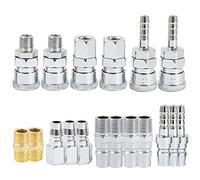 18 Pcs Euro Air Line Hose Compressor Fittings - 1/4" BSP Air Coupler and Plug Kit - Male & Female Thread Hose Quick Release Connector Fittings Set