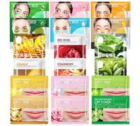 18 Pcs Face Mask Gift Set Skincare Kit with 6 Face Mask & 6 Lip Mask & 6 Eye Patch Fruit Extract Facial Beauty Face Mask Set Birthday Christmas Party Beauty Gifts for Teenage Girls Women