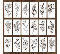18 Pcs Flower Stencils for Painting Flower Stencils for Crafts Reusable Botanical Floral Painting Spring Templates Plant Paint Templates for DIY Crafts Wood Wall Canvas Furniture Home Decor