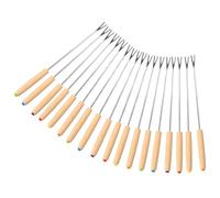 18 Pcs Fondue Forks Stainless Steel Fondue Sticks with Oak Wood Handle Heat Resistant for Chocolate Fruit Cheese Marshmallow Fountains Skewers Grill Cake Dessert Roast Meat 9.5 Inches Colored