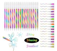 18 Pcs Gel Pens for Colouring Rainbow Pen Glitter Pens Glitter Gel Pens Colouring Pens for Kids Rainbow Gel Glitter Pens for Kids Adults Writing Painting Doodling Scrapbook Diary Greeting Cards etc