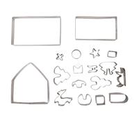 18 Pcs Gingerbread House Cookie Cutter Set, Christmas Cookie Cutters, 3D Stainless Steel Christmas House Fondant Cutter Kit, DIY Christmas Cookie Cutters for Holiday
