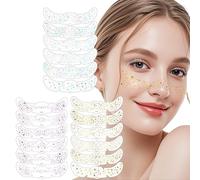 18 PCS Glitter Freckles Face Tattoo Holographic & Gold Sparkle Freckle Tattoo Stickers Waterproof & Sweatproof Temporary Glow Up Makeup Patches for Festival, Rave, Halloween & Party