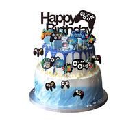 18 Pcs Glitter Gaming Cake Topper for Boys, Sturdy Gaming Cake Decorations, Cakes Toppers for Boy Theme Cupcake Topper Set for Boys Kids Gaming Birthday Anniversary Party Supplies Easy Assembly