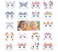18 Pcs Glitter Tattoos For Kids, Face Stickers, Children'S Animal Painting Temporary Tattoo Stickers, Various Designs Of Animal Patterns, Gifts For Girls And Boys' Birthday Parties