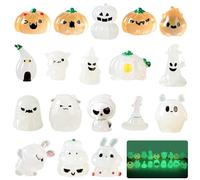 18 Pcs Glow in The Dark Halloween Ghost Miniature Figurine Luminous Halloween Resin Ghost Lawn Decoration Halloween Ghost Ornaments Micro Landscape Decorations for Indoor Outdoor Patio Yard