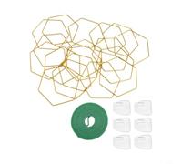 18 Pcs Gold Hexagonal Metal Plant Trellis DIY Climbing Support with Hooks