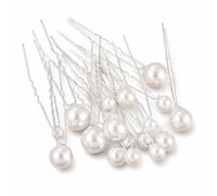 18 Pcs Gold Pearl Hair Pins, U Shaped Bobby Pins, Elegant Wedding Hair Accessories for Bride, Bridesmaid, Women and Girls (Silver)