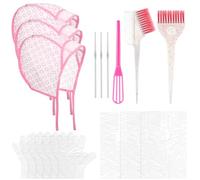 18 PCS Hair Highlighting Kit with Hair Dye Brush and Color Whisk Highlight Frosting Cap with Hook Professional Tint Comb Disposable Gloves Capes Home Use Salon Tools for Tint Dying Coloring