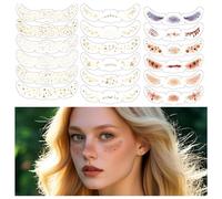 18 Pcs Halloween Face Stickers, Sparkling Glitter Freckles Face Tattoo, Waterproof Gold Freckles Makeup Stickers, Suitable for Women's Halloween Music Festival, Carnival Party Facial Decoration