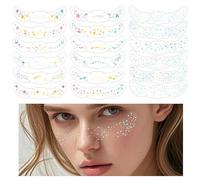 18 Pcs Halloween Face Stickers, Sparkling Glitter Freckles Face Tattoo, Waterproof Gold Freckles Makeup Stickers, Halloween Tattoos Suitable for Women's Music Festival Carnival Party Facial Decoration