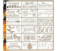 18 Pcs Halloween Stencils for Door Mats Reusable | Doormat Stencil for Painting on Wood Crafts Burning Drawing Art Paint Patterns for Doormat Window Wall Canvas Furniture Paper