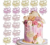 18 Pcs Happy Mother's Day Cake Toppers Heart Acrylic Mirror Cupcake Topper Engraved Cake Topper Decorations Dessert Picks for Mother's Day Mom Party DIY Decor Supplies