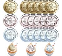 18 Pcs Happy Mother's Day Cupcake Toppers Acrylic Mirror Mother's Day Cupcake Toppers Engraved Cake Decoration for Mom Party Dessert Decorations