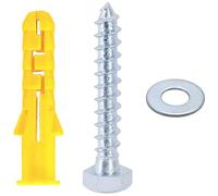 18 PCS Heavy Hex Self Tapping Screws and Nylon Expansion Wall Plugs for Brackets and Brick Fixging,M8 x 50 mm