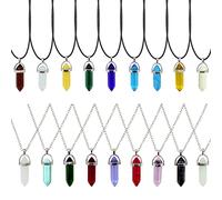18 Pcs Hexagonal Chakra Pendant, Natural Stone Pendant Bullet Shaped Gemstone Crystal Quartz Stone Pendants, DIY Necklace Earring Jewelry Handicraft Making…