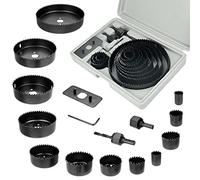 18 Pcs Hole Saw Set, 3/4" to 5" (19-127mm) Hole Saw with 2 Mandrels, 1 Installation Plate, and 1 Hex Key, for Wood, Plastic, PVC, and Drywall