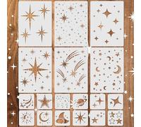 18 PCS Large Star Stencil for Painting Reusable Paint Stencils for Walls Twinkle Star Wall Drawing Stencils for Painting on Wood Craft Canvas Fabric Home Decoration