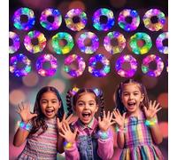 18 Pcs Light Up Mermaid Scrunchies, LED Hair Scrunchy for Girl & Women, Multi Light Modes, Glow in the Dark Accessories for Rave Neon Slumber Party
