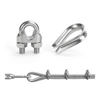 18 Pcs M3 Wire Rope Clamps & 18 Pcs Cables Thimbles, Wire Rope Clip M3 Cable Clamp 3mm, 304 Stainless Steel U Bolt Saddle Fastener for Rigging and Tensioning Ø 3mm (1/8") Ropes Cable Grips