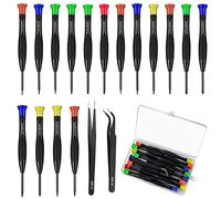 18 Pcs Magnetic Precision Screwdriver Set with Tweezers | Watch glasses screwdriver kit with flathead Phillips pentalobe Torx star screwdrivers for electronics jewelry repair