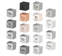 18 Pcs Metal Element Cube Density Cubes 99.99% High Purity, Periodic Table of Elements Collection for Element Collections Hobbies, Pure Tungsten Cube, Iron, Aluminum, Bismuth, 15 more (.39 inch/10 mm)