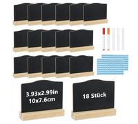 18 Pcs Mini Chalk Boards with Stands Mini Chalkboard Signs Blackboards | Mini Blackboards With Stand For Food Display Stands For Buffet Table Numbers Reserved Signs , With 5 Pen And 2 Cloth