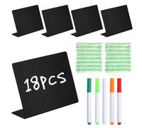 18 Pcs Mini Chalkboard Signs for Food Labels for Buffet, Small Mini Chalk Boards for Food Display Chalk Board Signs, Price Tags for Display Foods Shop Bakery Wedding Party, with 5 Pens & 2 Cloth
