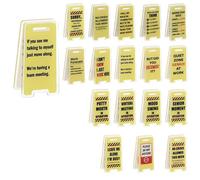 18 Pcs Mini Funny Desk Signs, Acrylic Note Holder Clips with Diverse English Slogans, Novelty Caution Warning Plates for Office Humor, Creative Decor, Ideal for Workplace Gag Gifts