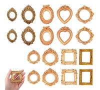 18 Pcs Mini Picture Frames, Small Vintage Gold Photo Frames, Antique Gold Picture Frames for DIY Crafts, Home Decor, Jewelry Display, Party and Gift Making