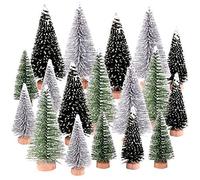 18 PCS Miniature Christmas Tree Small Artificial Miniatures Sisal Snow Frost Trees, Diorama Models, Micro Scenery Landscape Architecture Trees for Christmas Crafts Tabletop Decor