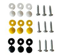 18 PCS Number Plate Screws and Caps - 9 Screw Caps & 9 Screws/Nuts Bolts - UK Car Fixing Kit, Black & Yellow Reg Number Plate Screw Caps, Plastic Nut Bolt Fixings for Licence Custom Plates