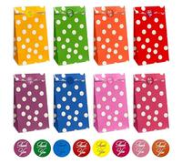 18 Pcs Paper Party Bags with 18 Stickers (13x8x24cm) - Versatile and Colorful Party Gift Bags - Ideal for Birthdays, Baby Showers, Weddings, Halloween, Christmas, and Celebrations - Perfect Size