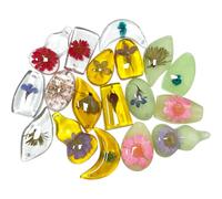 18 pcs Plant Amber Fossils, Amber Fossil Pendants, Various Plant Specimens Preserved in Resin, Scientific Collections - Random Patterns