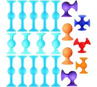 18 Pcs Pop Unzip Sucker Toy Stress Sensory Toy,Soft Silicone Building Blocks Suckers Dart Toys,Great Suckers Family Interactive Release Stress (Kids&Adults)