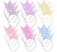 18 Pcs Princess Crowns, Sparkling Headbands, Double-Sided Sequin Headbands, Six Color Options, Ideal For Celebrations, Parties, And Birthdays