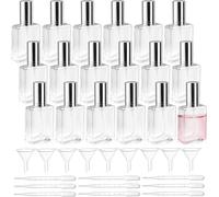 18 Pcs Refillable Travel Perfume Atomiser, 15 ml Mini Clear Glass Spray Bottles Bulk, Portable Empty Mist Spray Perfume Bottles with 9 Droppers 9 Funnels for Fragrance Lotion Essential Oil Cologne