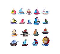 18 Pcs Sailboat Ship Boat Patches Set Iron on Sew on Vessel Ocean Sailing Boat Embroidered Applique for Kids DIY Accessories