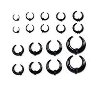 18 Pcs Septum Stretching Kit Acrylic Horseshoe Taper Nose Ear Stretching Kit Black C Shape Pincher Expander Tapers Rings Septum Piercing Jewellery Set Gauges Size 14G 12G 10G 8G 6G 4G 2G 0G 00G