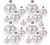 18 PCS/Set Clear Ornament Balls 4-Size Electroplated Plastic Iridescent Ornaments with Hanging Rings for Christmas Birthday Decorations|Ball Ornaments